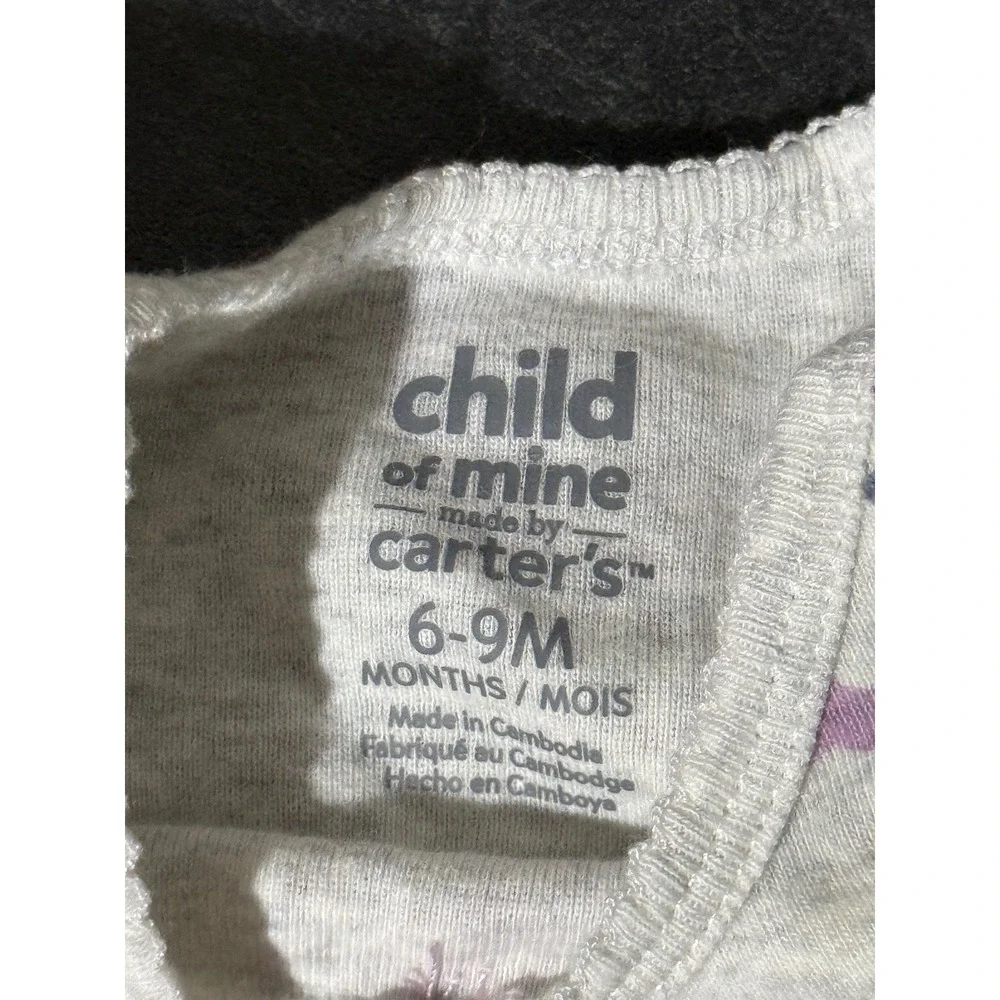 Carters Child of Mine Baby Bodysuit Bundle Size 9M Fruit Owl Striped 4 Pack